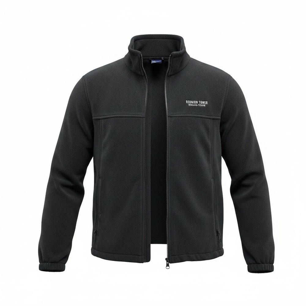 Landway Fleece Jacket Mens Medium Black Excellent Reunion Tower Dallas Texas Zip